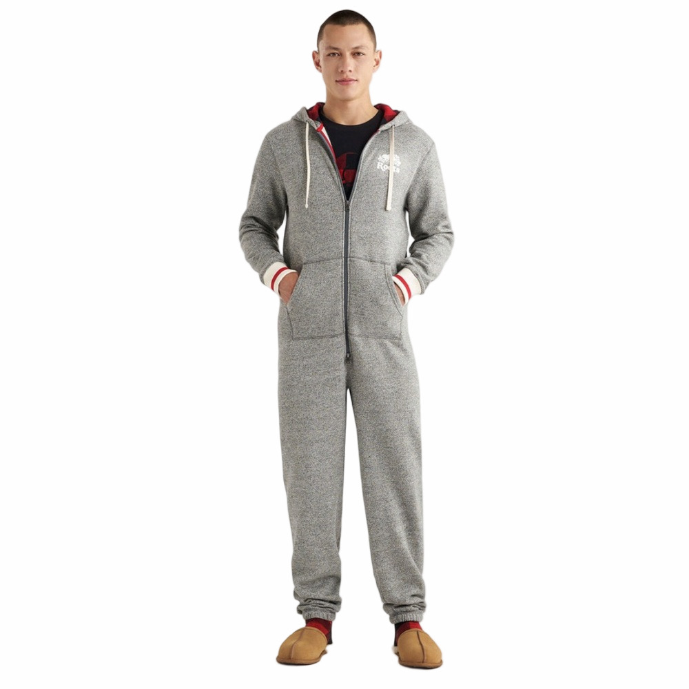 Roots Cabin Heather Gray Red Loungewear Sweats Onsie Pyjamas Unisex S